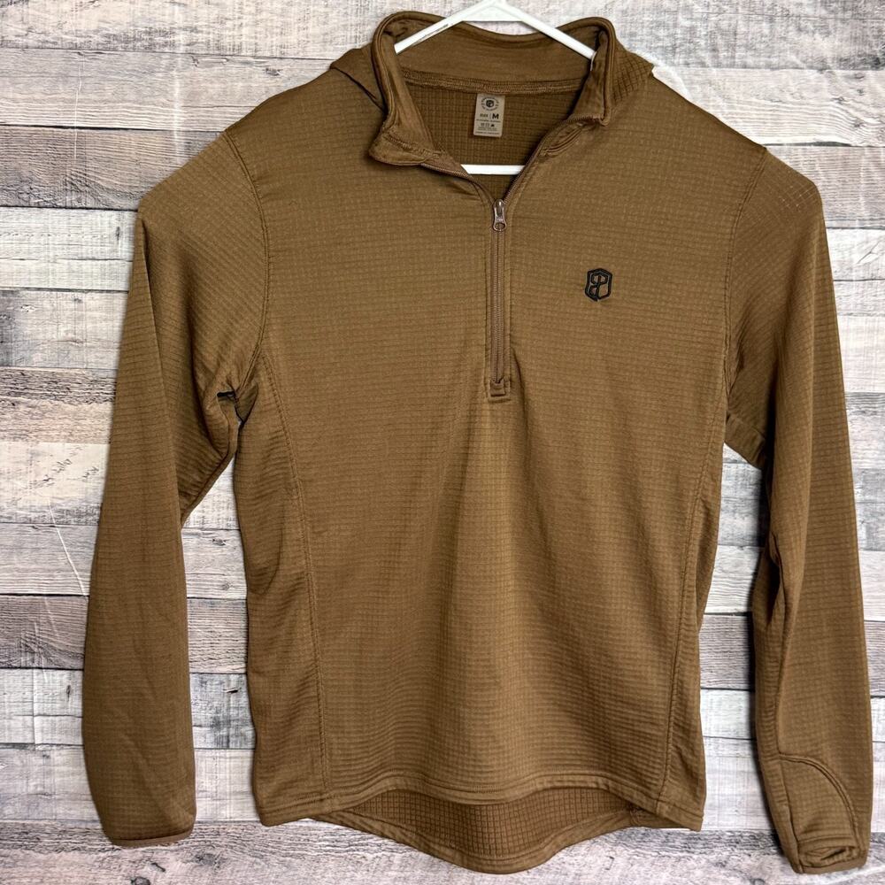 Born Primitive Quiver Half Zip Hoodie Mens Medium Brown Grid Fleece Outdoors